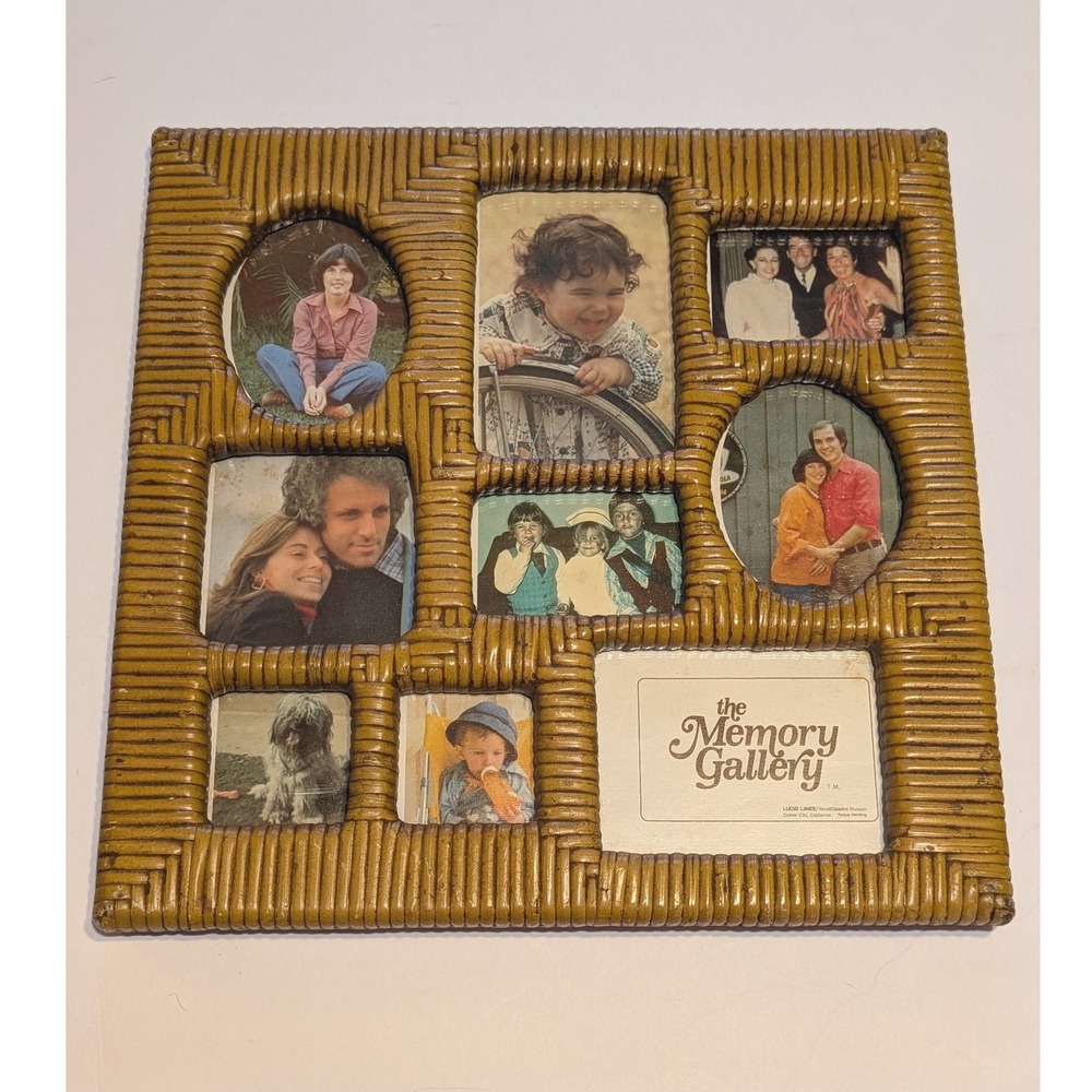 Lucid Lines Vintage Boho Rattan Style Multi Photo Collage Frame Brown 12x12